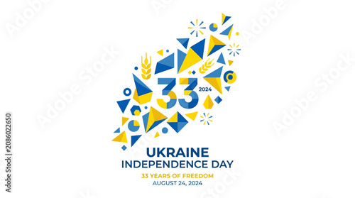 Foto National Independence Day Celebration Concept with Blue and Yellow Colors and Sy