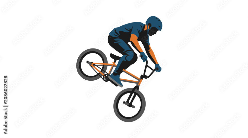 Obraz premium A male BMX rider performing a stunt jump on a bike.