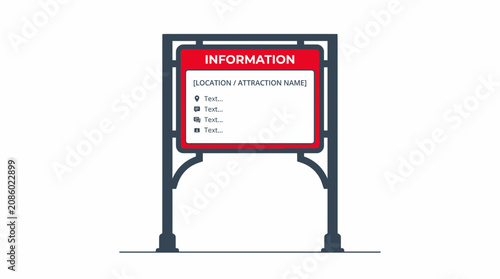 Foto Information Signboard With Text Placeholders - White Background