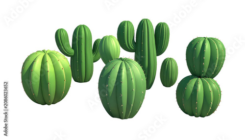 3D Rendered Cactus Desert Plants Collection
