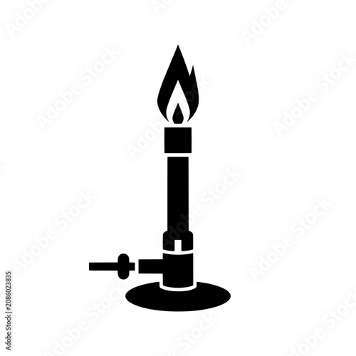 Foto Laboratory Bunsen burner flame gas valve round base vector