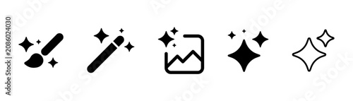 Photos AI generation icon set , Artificial intelligence, Generative AI logo icon sparkl