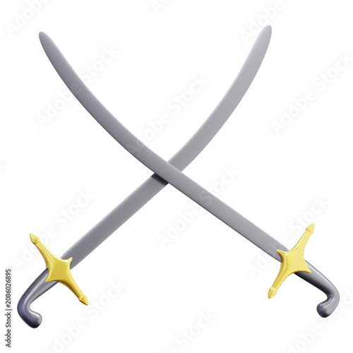 Obraz na płótnie 3D Sword Scimitar Saber Crossed For Combat And Gaming Themes