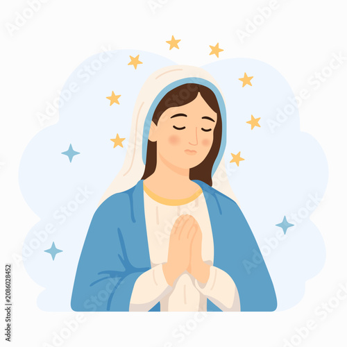 Canvastavla Virgin Mary Prayer Flat Illustration