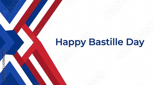 Happy Bastille Day abstract geometric background with blue white red colors