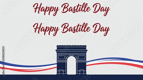 Vector illustration of Arc de Triomphe for Happy Bastille Day celebration