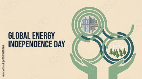 Illustration celebrating Global Energy Independence Day with sustainable energy