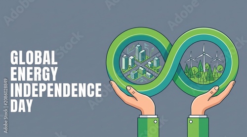 Hands holding an infinity symbol representing global energy independence day