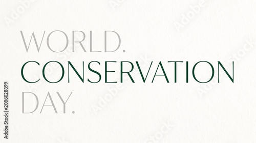 World conservation day text with elegant serif typography on a white background