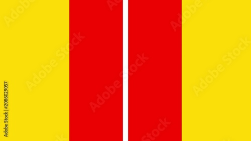 Colorful dynamic transition animation. Bright green, yellow, red, and blue vertical lines grow and expand into solid blocks over a white background.
