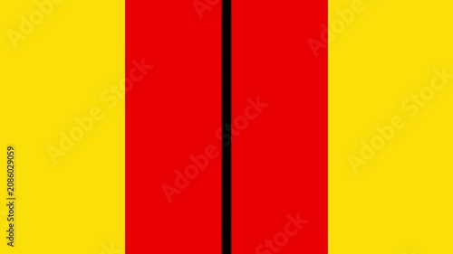Vibrant colorful transition effect. Bright green, yellow, red, and blue lines expand into solid geometric blocks against a black background.