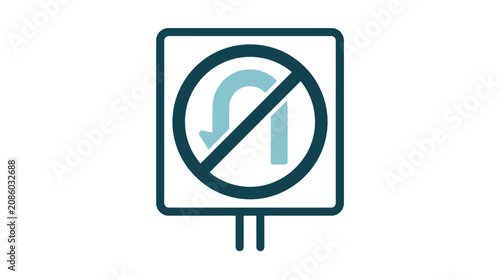 Bild auf Leinwand No U Turn Road Sign Symbol.
