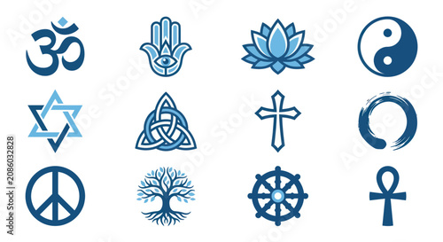 Bild auf Leinwand Religious Symbols Of Peace And Spirituality.