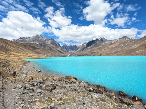 Turquoise Waters of Singrenacocha Lake in the Peruvian Andes, Cusco, Peru