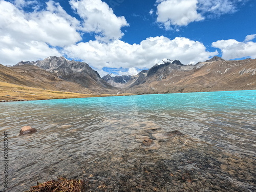 Turquoise Waters of Singrenacocha Lake in the Peruvian Andes, Cusco, Peru