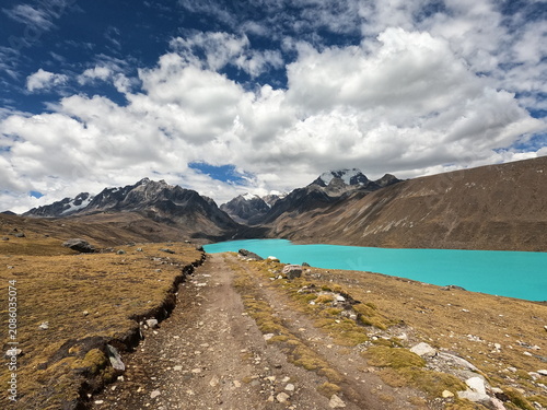 Turquoise Waters of Singrenacocha Lake in the Peruvian Andes, Cusco, Peru