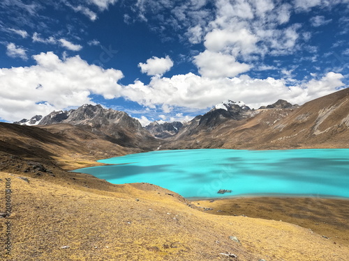Turquoise Waters of Singrenacocha Lake in the Peruvian Andes, Cusco, Peru