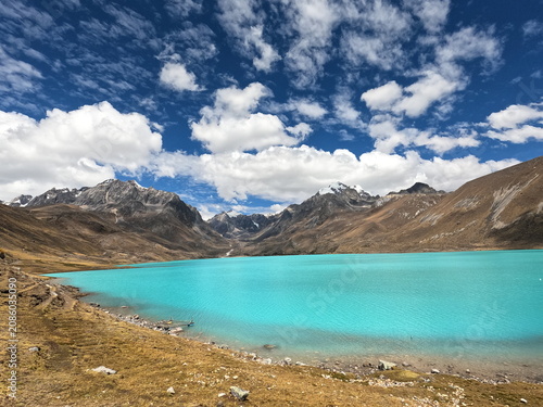 Turquoise Waters of Singrenacocha Lake in the Peruvian Andes, Cusco, Peru
