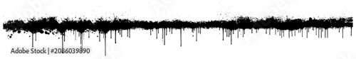 Fotografía Fine paint spray horizontal border with numerous dripping vertical ink lines
