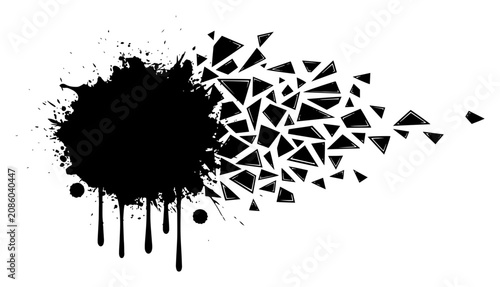 Φωτογραφία Exploding ink blot with flying triangular shards and dripping paint drops