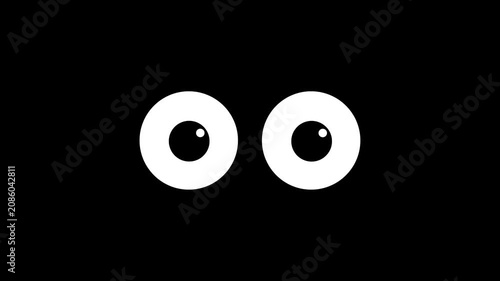 Animated blinking eye with moving eyeball on a black background. Ideal for vision concepts, surveillance, security, emotion, medical, technology, presentations, and motion graphics projects.