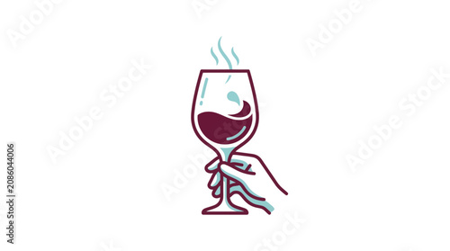 Tableau sur toile Hand holding wine glass with red wine.