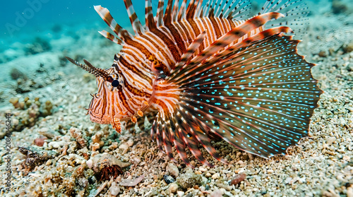 extreme closeup lionfish