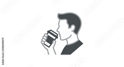 Bild auf Leinwand Man drinking from a cup.