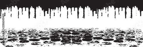 Fotografía Hand-drawn sketch of a melting black paint frame with a grunge texture on a white background