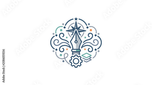 Foto Intricate Pen nib with decorative swirls.