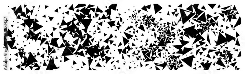 Foto Triangular shard pattern with scattered exploding geometric particles
