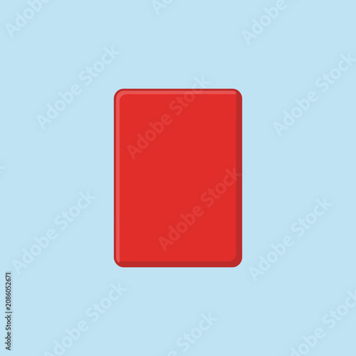 Vibrant red rectangular shape with soft rounded corners on a blue background