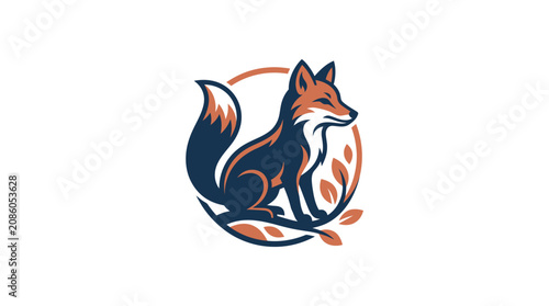 Cuadro en lienzo Illustration of a fox sitting down.