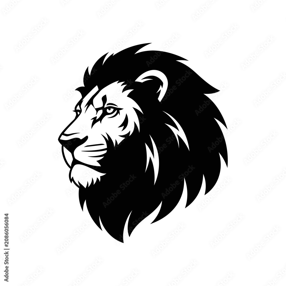 Fototapeta premium Lion Head Silhouette Vector Art