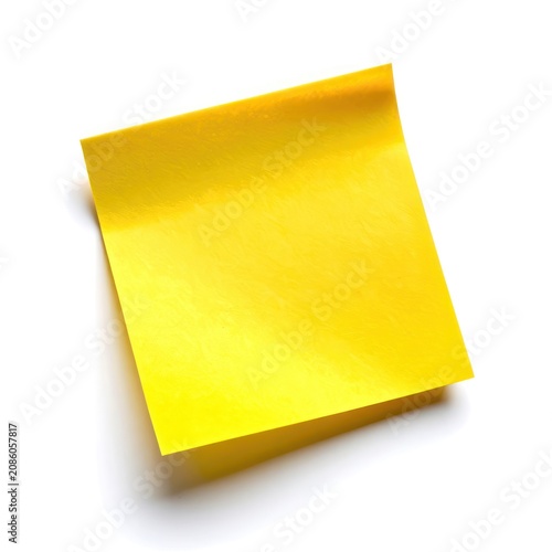 A single yellow sticky note is shown from a top-down perspective against a white background.
