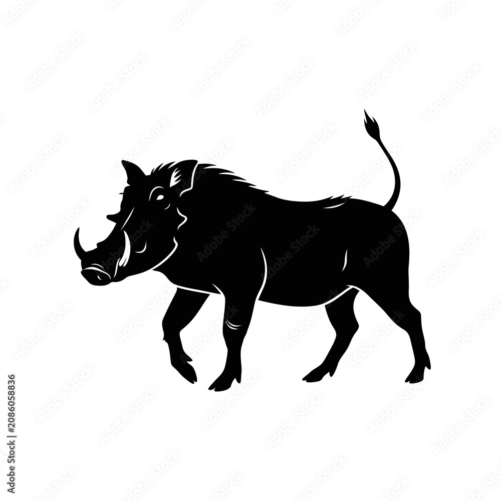 Fototapeta premium Warthog Silhouette - Wild Animal Vector
