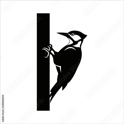 Woodpecker Climbing Tree Silhouette