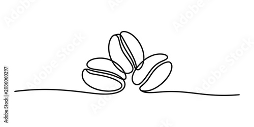 Photos Continuous single line drawing of three coffee beans arranged together showing t