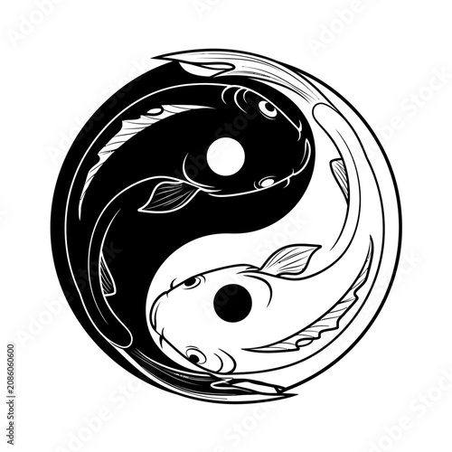 Yin Yang Symbol with Koi Fish Illustration