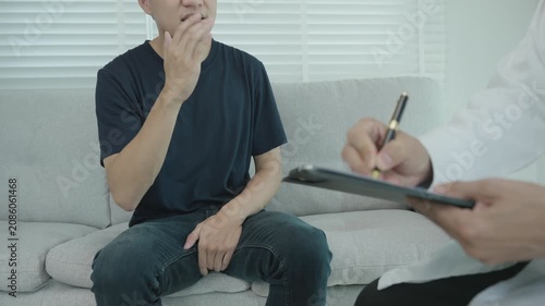 Man hold hand in front of private parts feeling discomfort and consult doctor. Venereal, testicular cancer. bladder problems, erectile dysfunction, premature ejaculation, prostate cancer