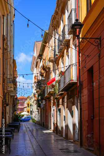 Street of the old town of Iglesias in Sardinia, Italy