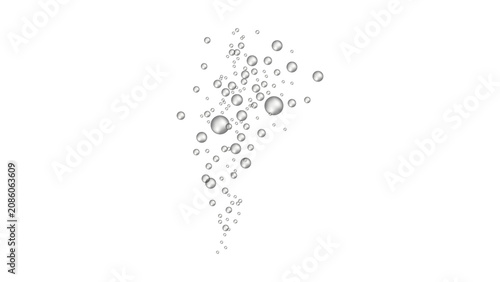 Canvastavla Floating soda water bubbles isolated on white background, realistic carbonated d