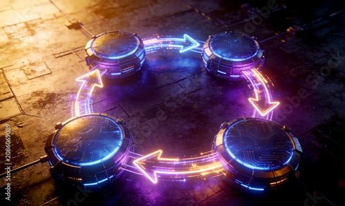 The Quantum Cycle: Digital Data Loop in a Futuristic Circuitry World