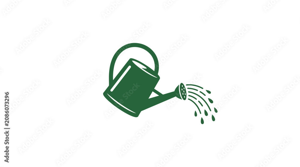 Obraz premium Green Watering Can Icon Illustrating Plant Care