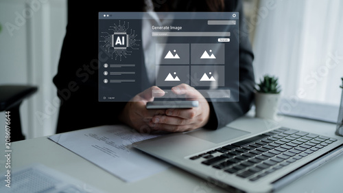 Schilderij op canvas AI image generator interface enables image, AI, and generator process by convert