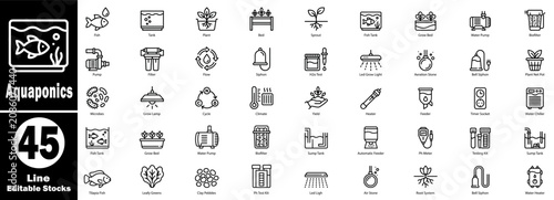 Obraz na plátně Aquaponics line icon set