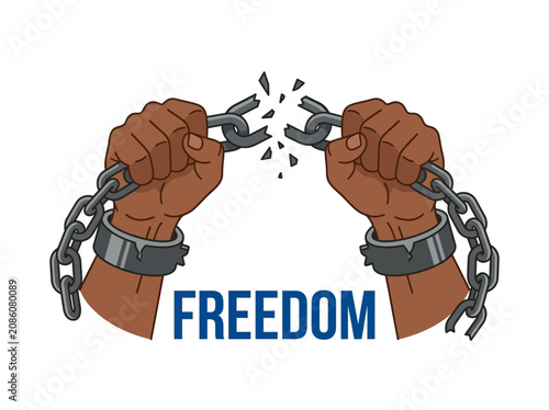 Canvas-taulu Powerful hands breaking metal chains for freedom and liberation