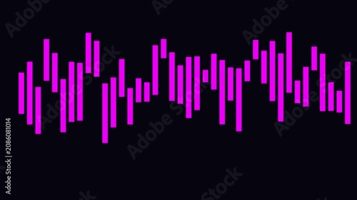 Neon pink audio waveform equalizer animation on 4k black background