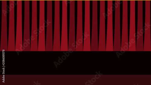 Red curtains opening animation for theater stage performance and cinematic reveal 4k