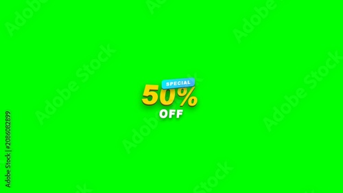 Special 50 Percent Off Sale Promotion Animation Isolated on Green Screen